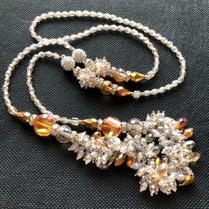 Beaded Crystal Necklace, 17”